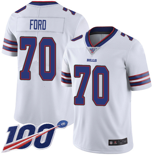 Men Buffalo Bills 70 Cody Ford White Vapor Untouchable Limited Player 100th Season NFL Jersey